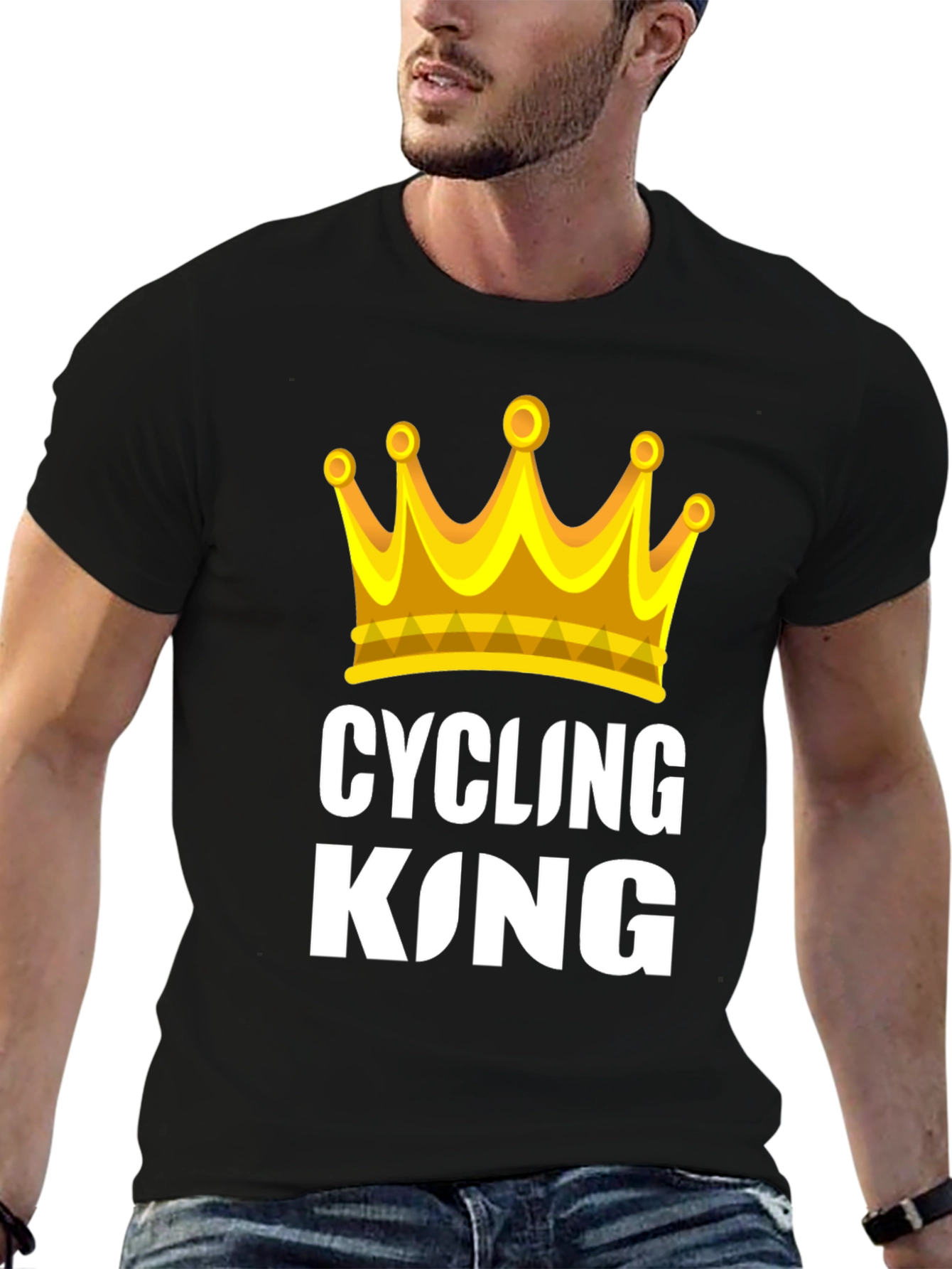Cycling King T-Shirt - Golden Crown Design