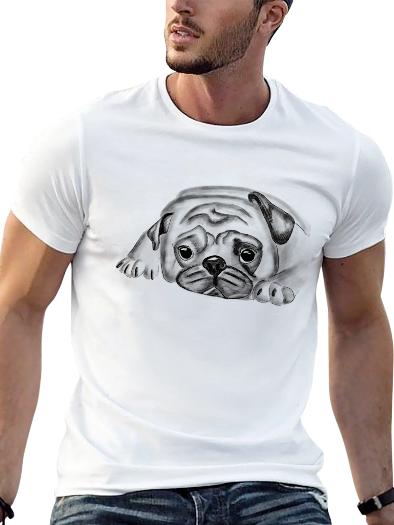 Black Pug Graphic Tee - Soft Cotton Comfort