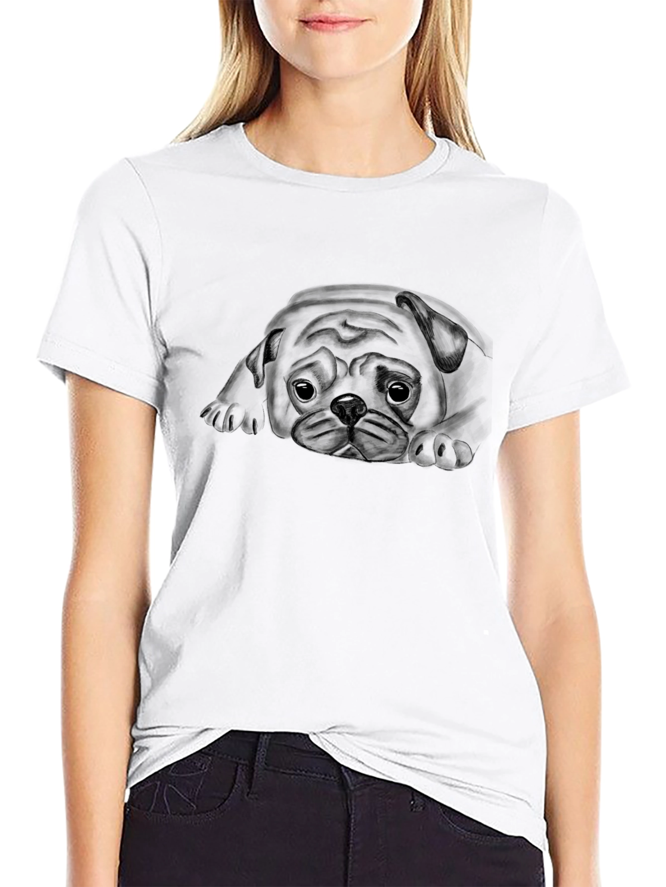 Black Pug Graphic Tee - Soft Cotton Comfort