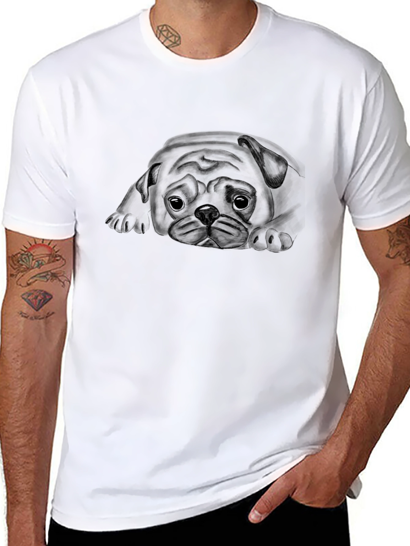 Black Pug Graphic Tee - Soft Cotton Comfort