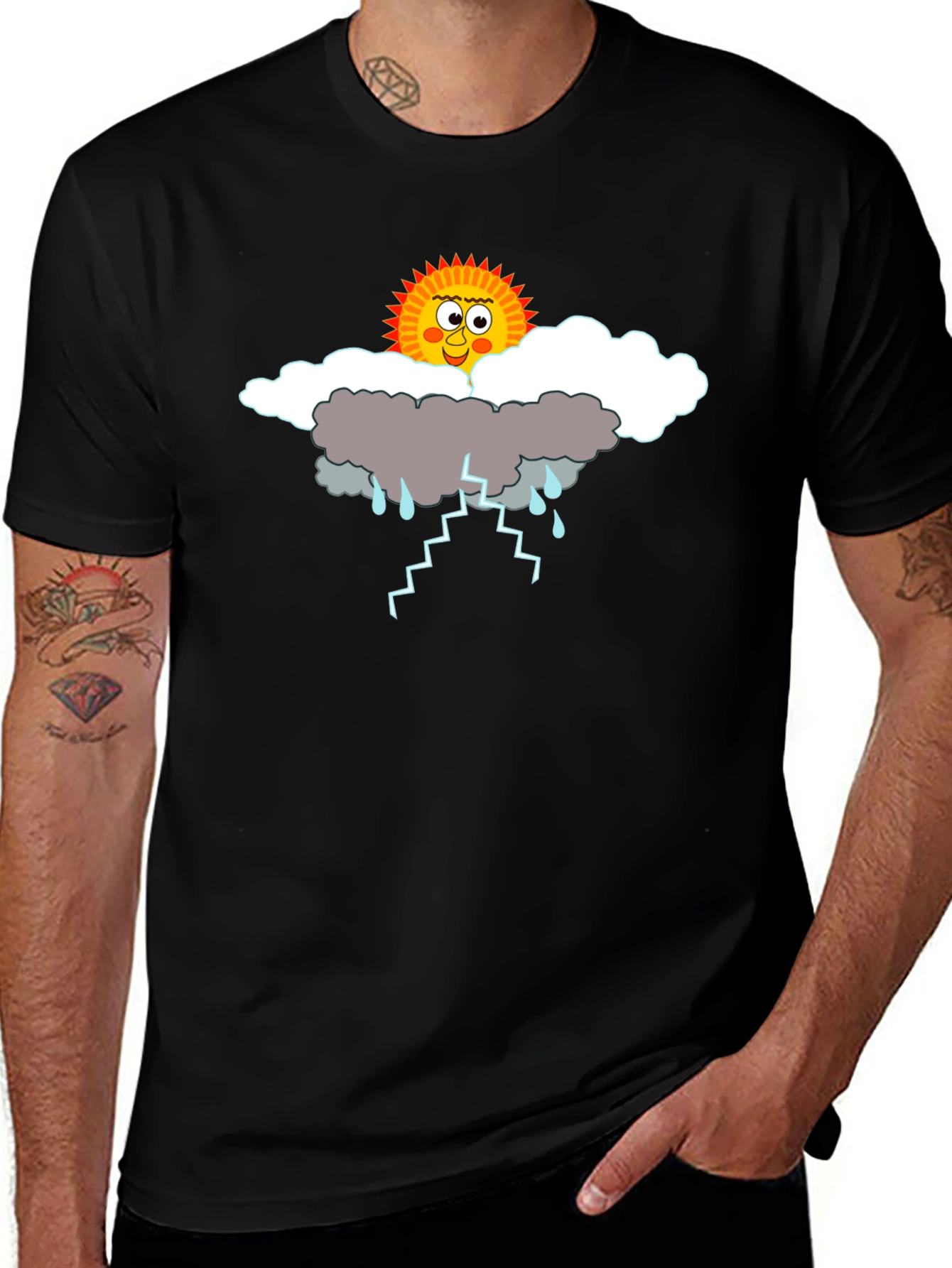 Humorous Weather Graphic Tee - Black