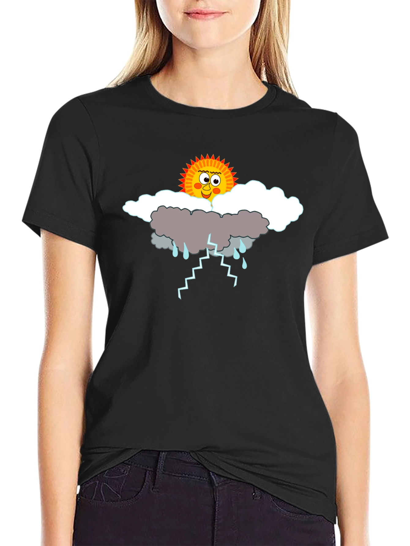 Humorous Weather Graphic Tee - Black