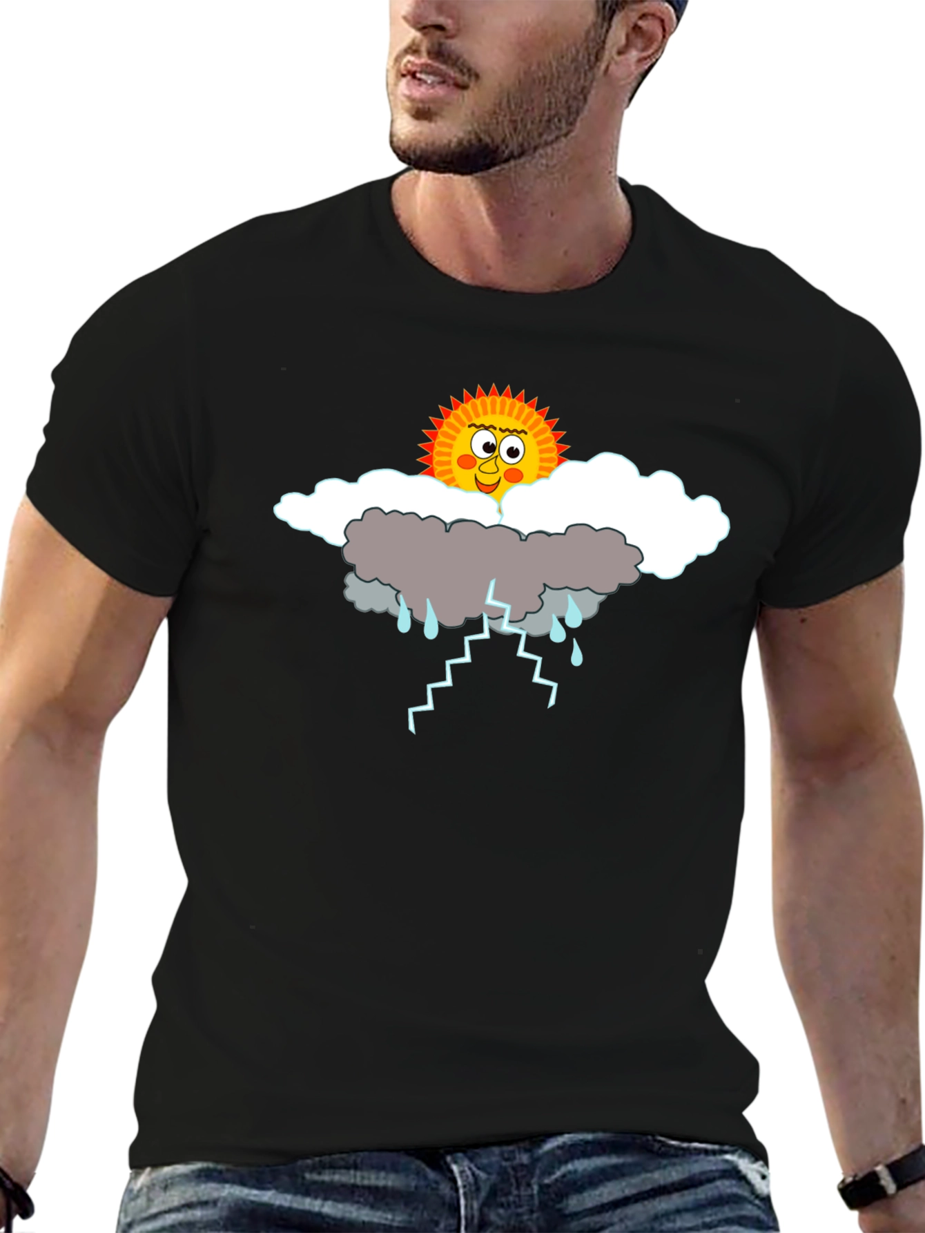 Humorous Weather Graphic Tee - Black