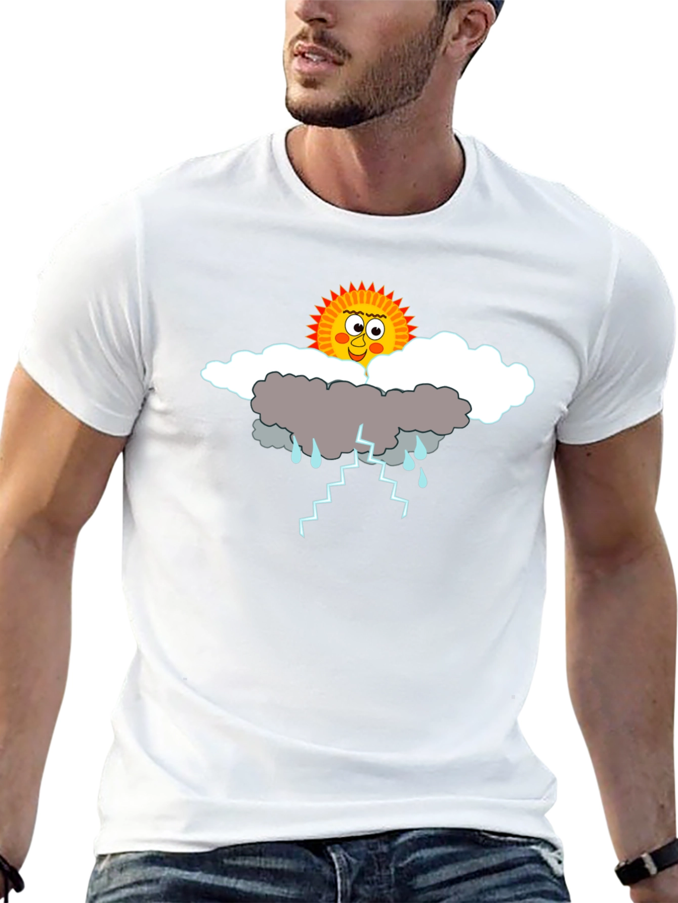 Humorous Weather Graphic Tee - Black