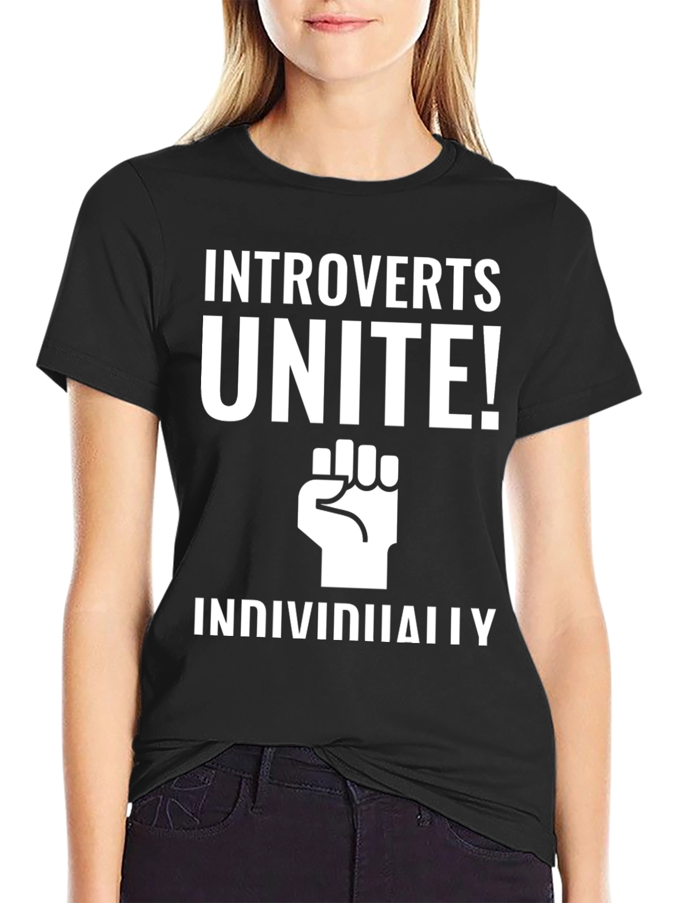 Introverts Unite! Black Graphic Tee