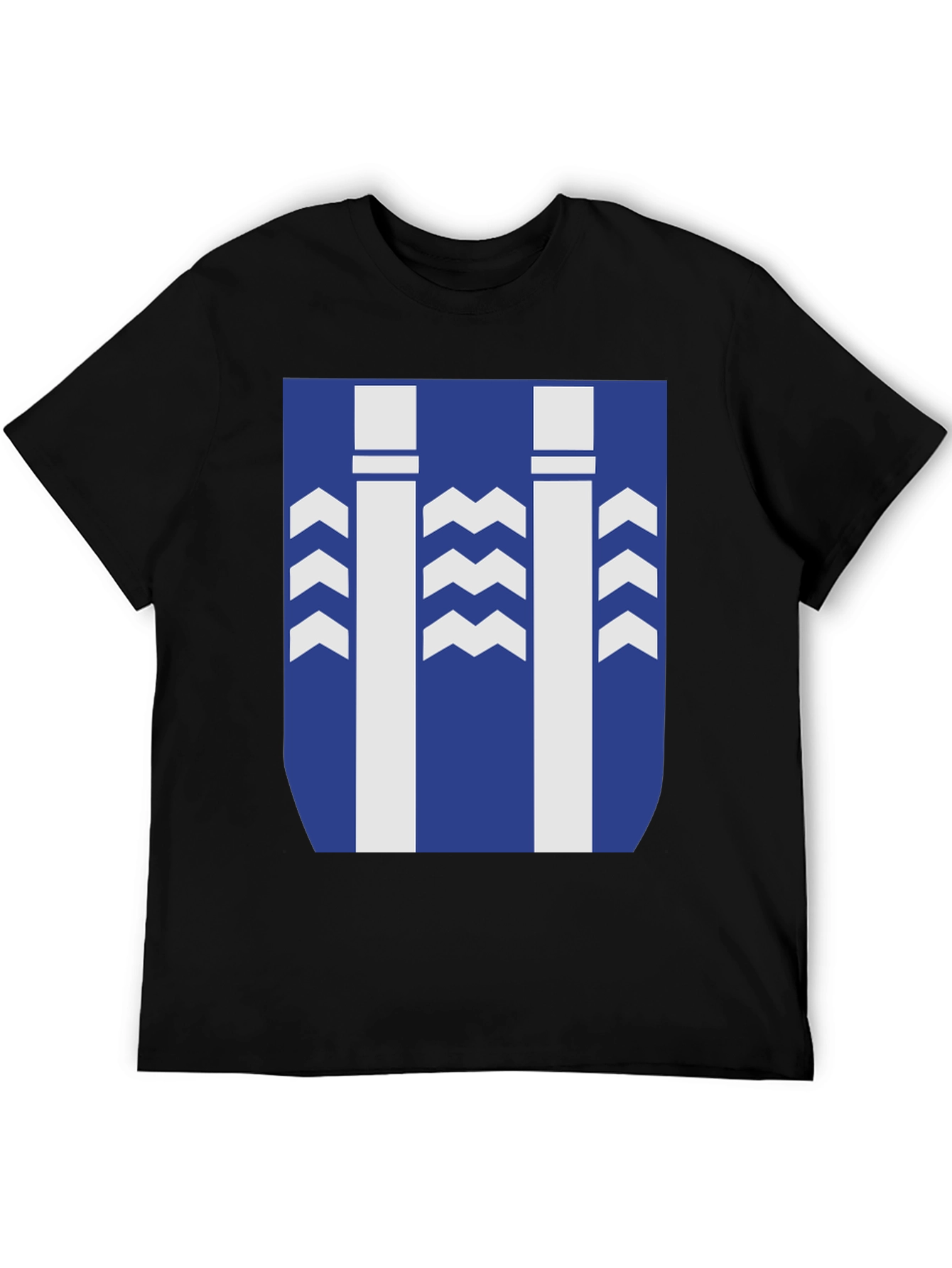 Stylish Graphic Tee - Blue & White Pattern Design
