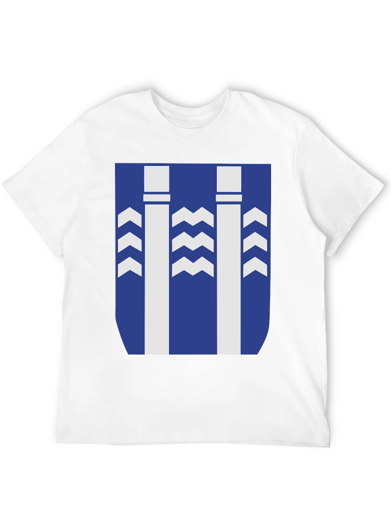 Stylish Graphic Tee - Blue & White Pattern Design