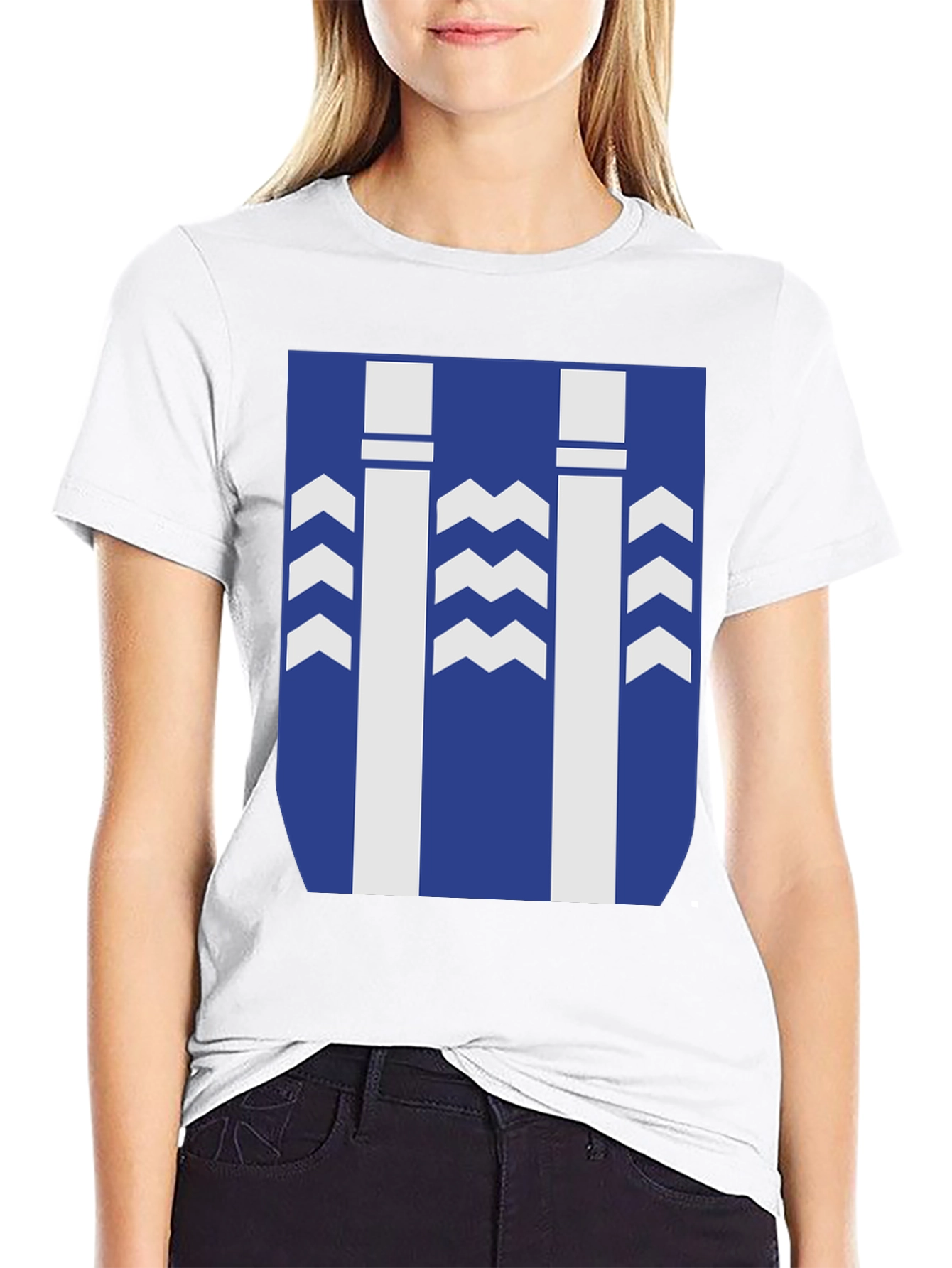 Stylish Graphic Tee - Blue & White Pattern Design