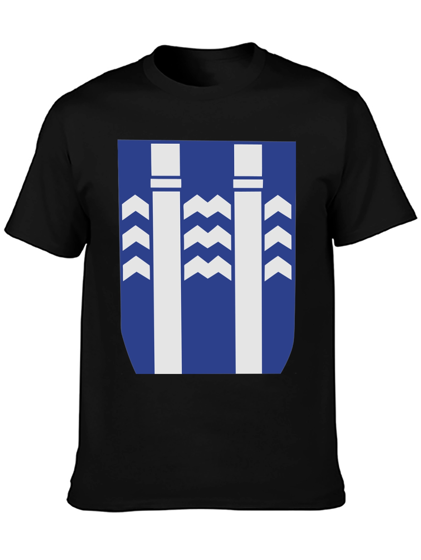 Stylish Graphic Tee - Blue & White Pattern Design