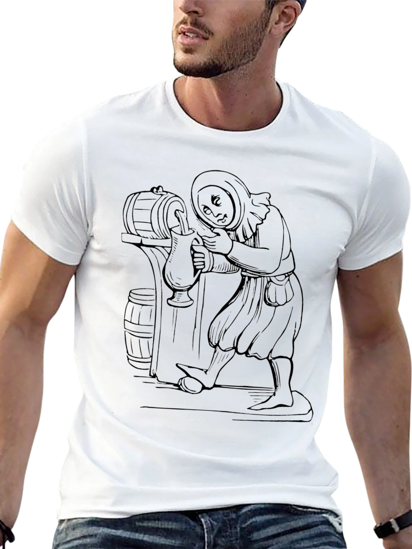 Monk Pouring Beer Graphic T-Shirt