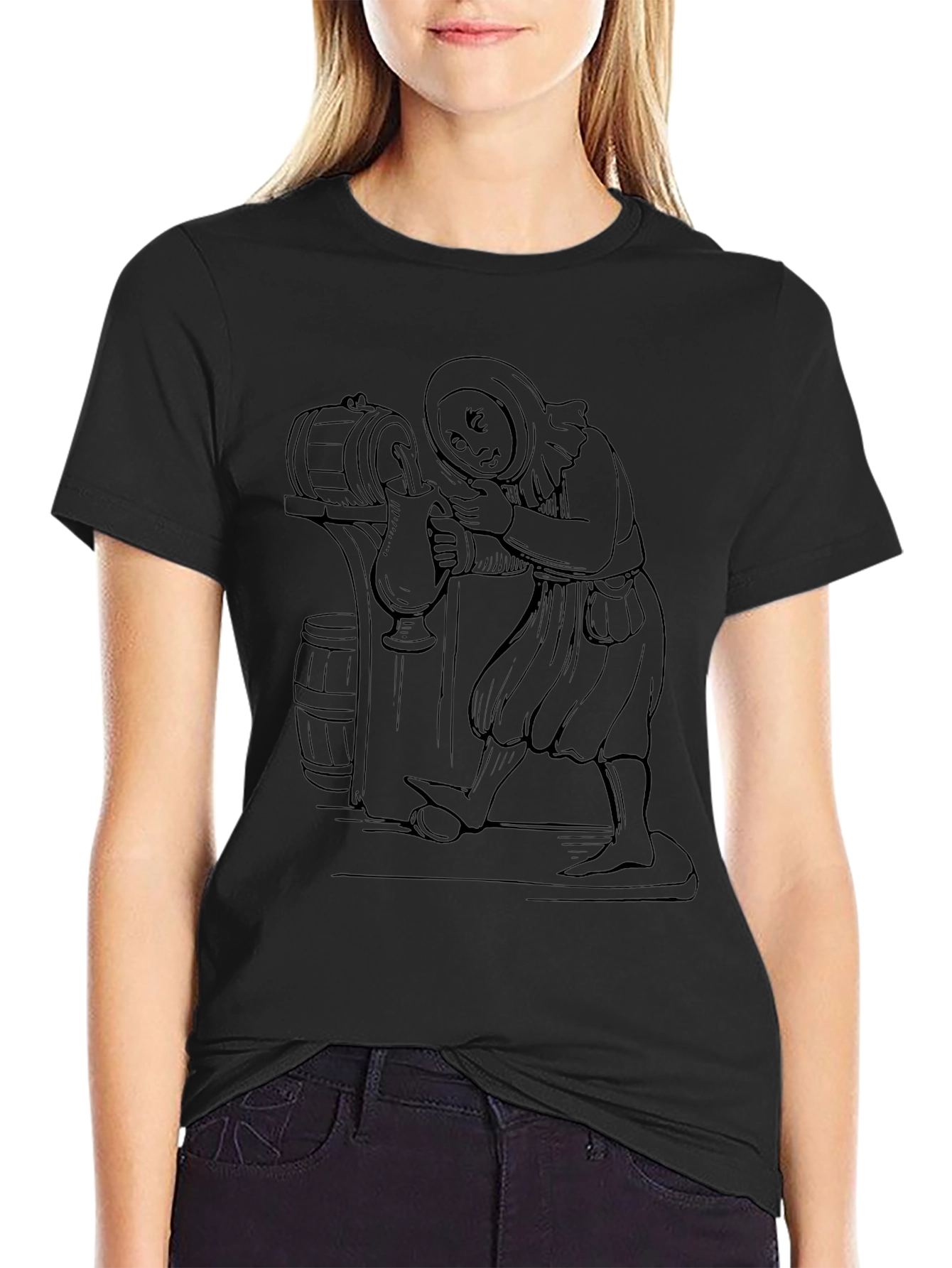 Monk Pouring Beer Graphic T-Shirt