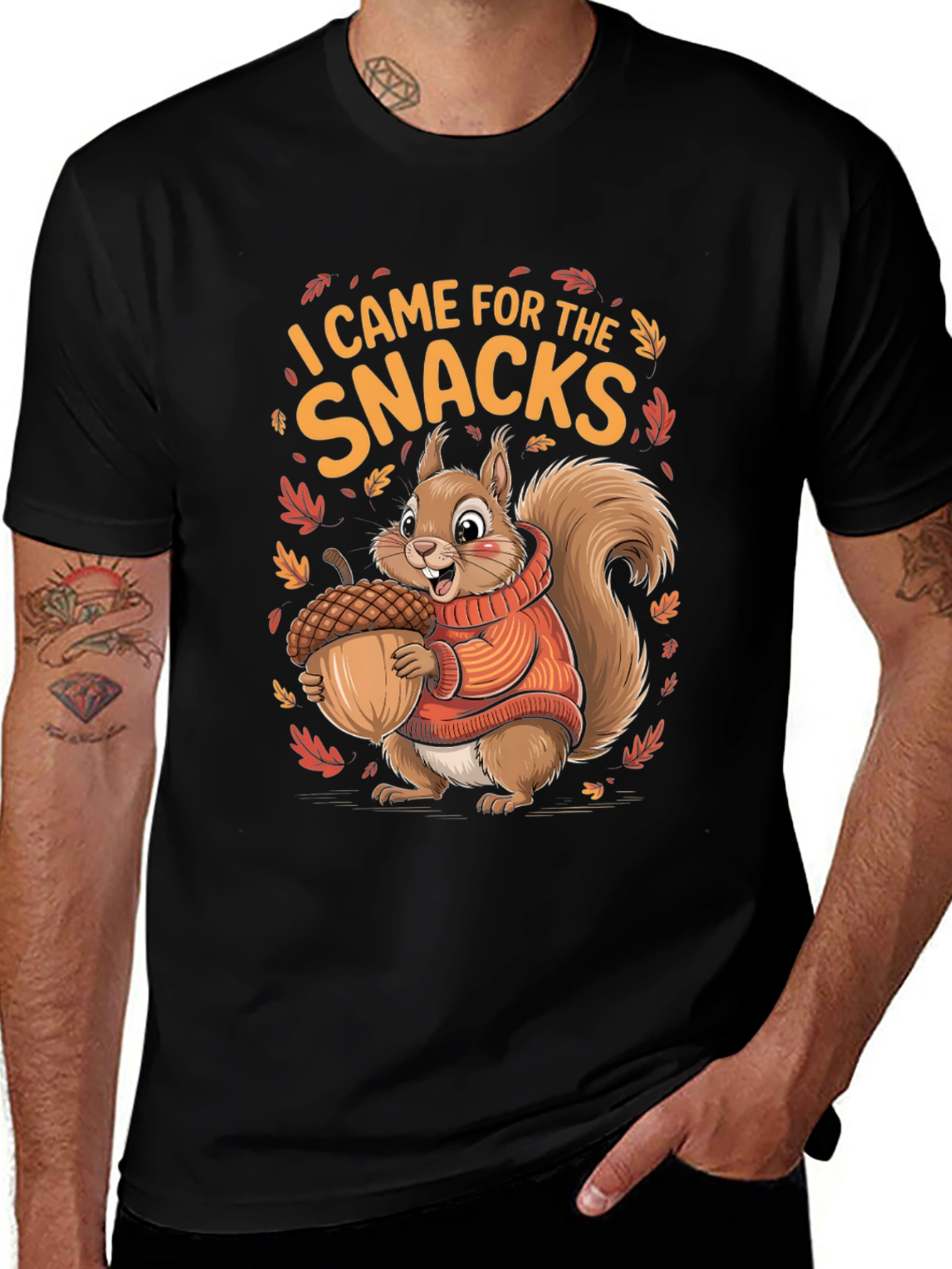 Fall Squirrel Snacks Graphic T-Shirt