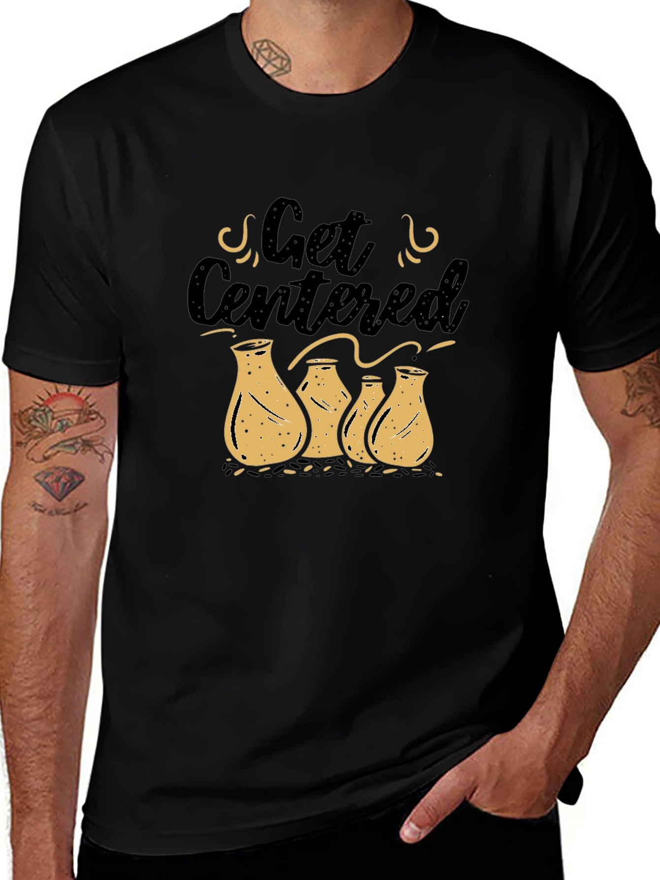 Get Centered Pottery Graphic Tee - Black Casual Top