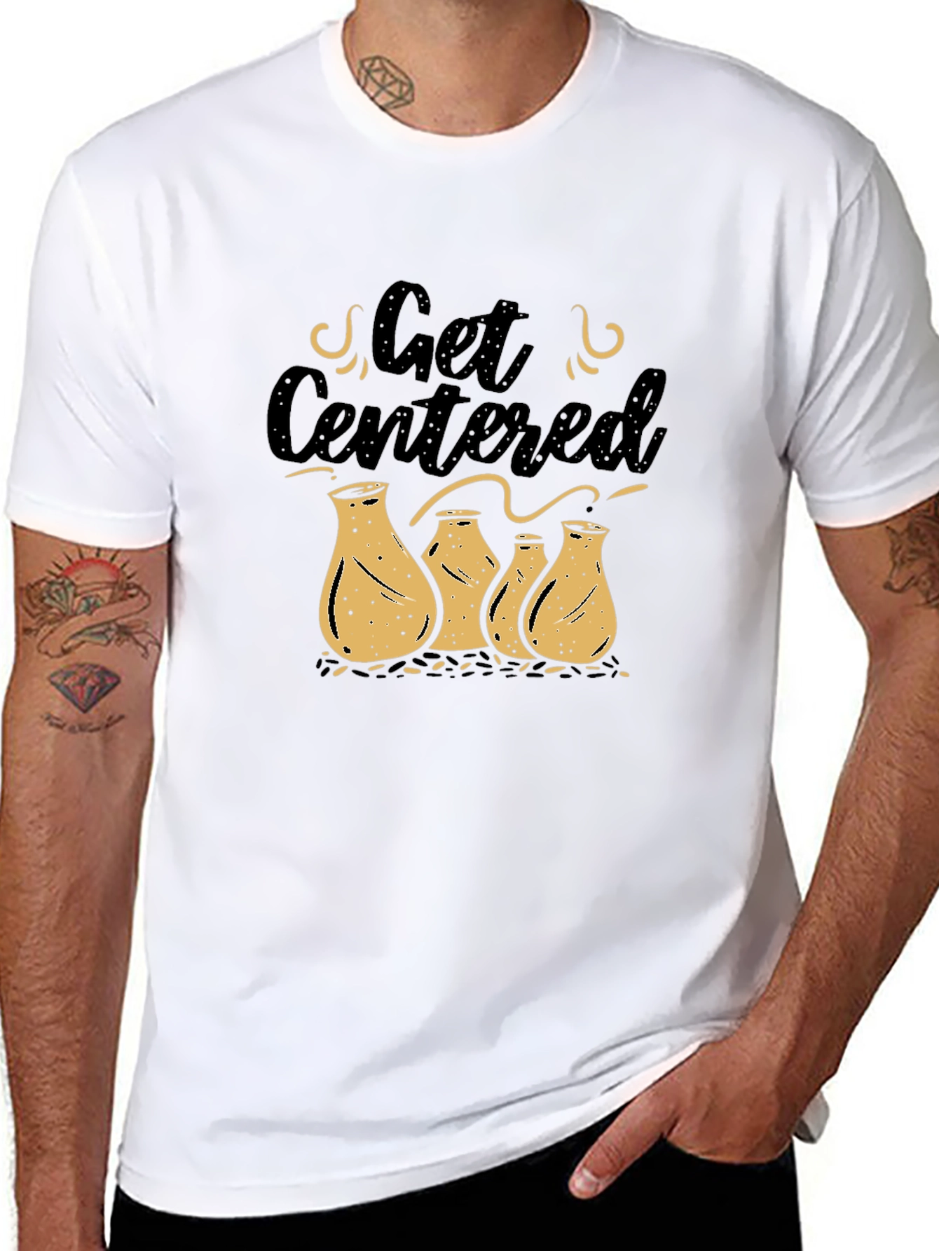 Get Centered Pottery Graphic Tee - Black Casual Top