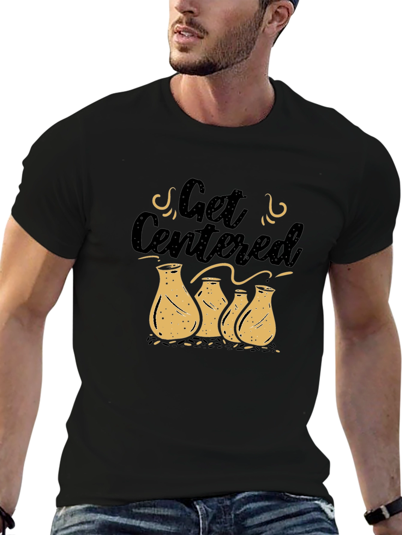Get Centered Pottery Graphic Tee - Black Casual Top