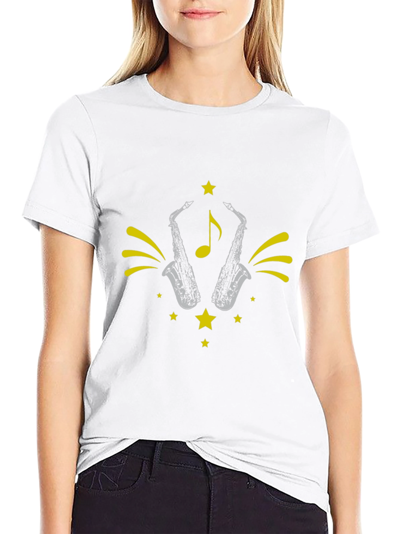 Saxophone Star Graphic Tee - Black