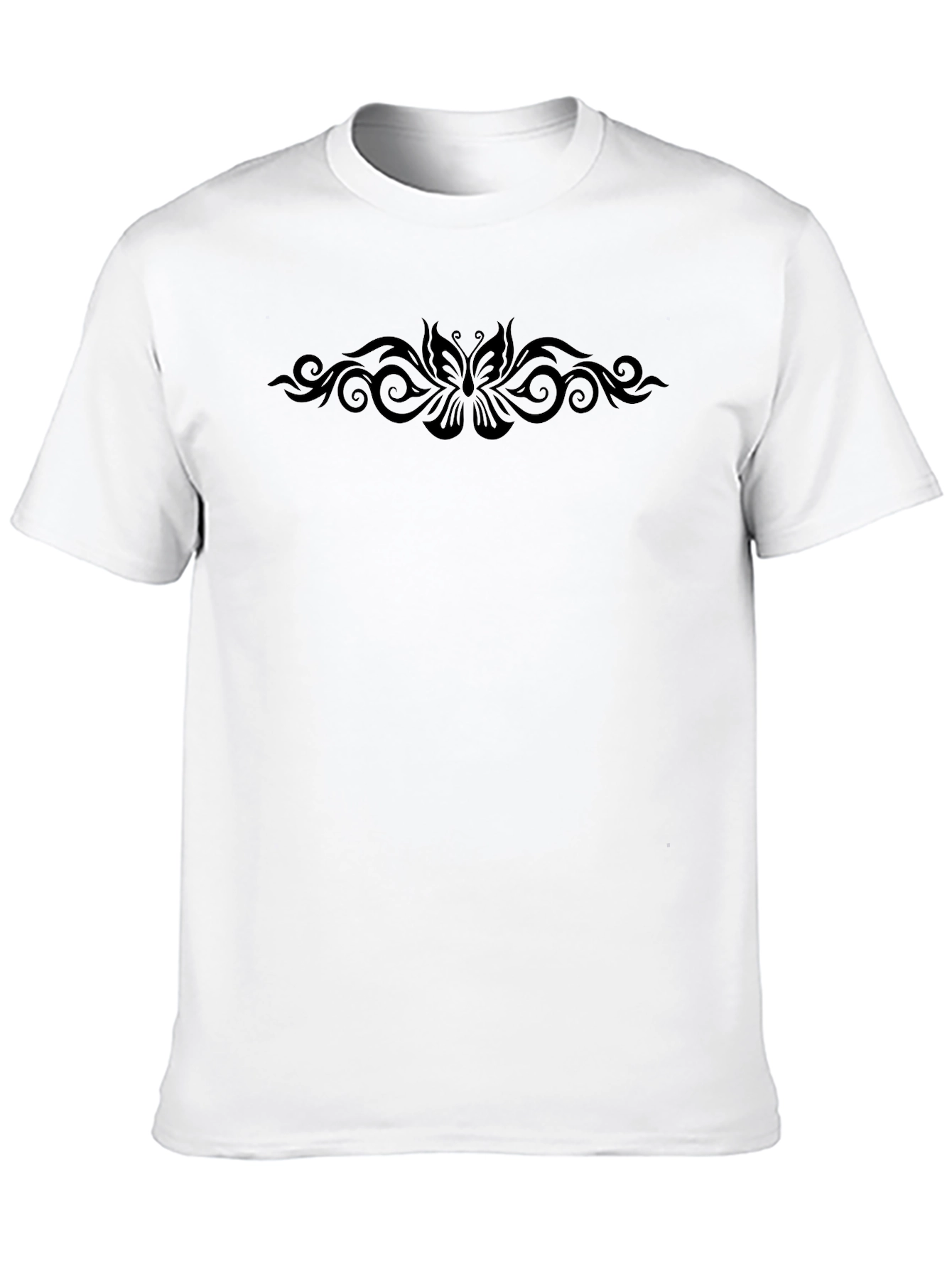 Mens Black T-shirt with Tribal Butterfly Design