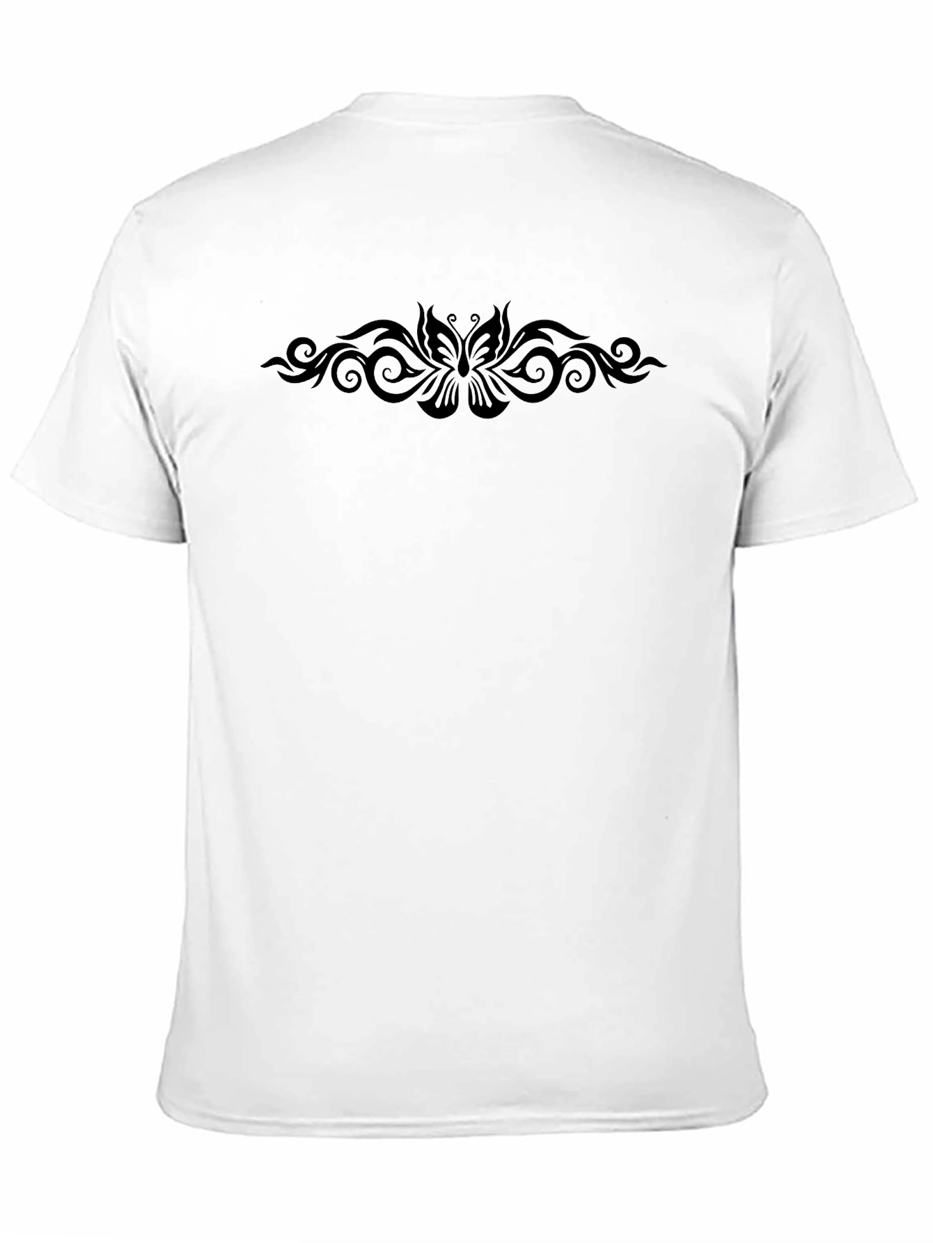 Mens Black T-shirt with Tribal Butterfly Design