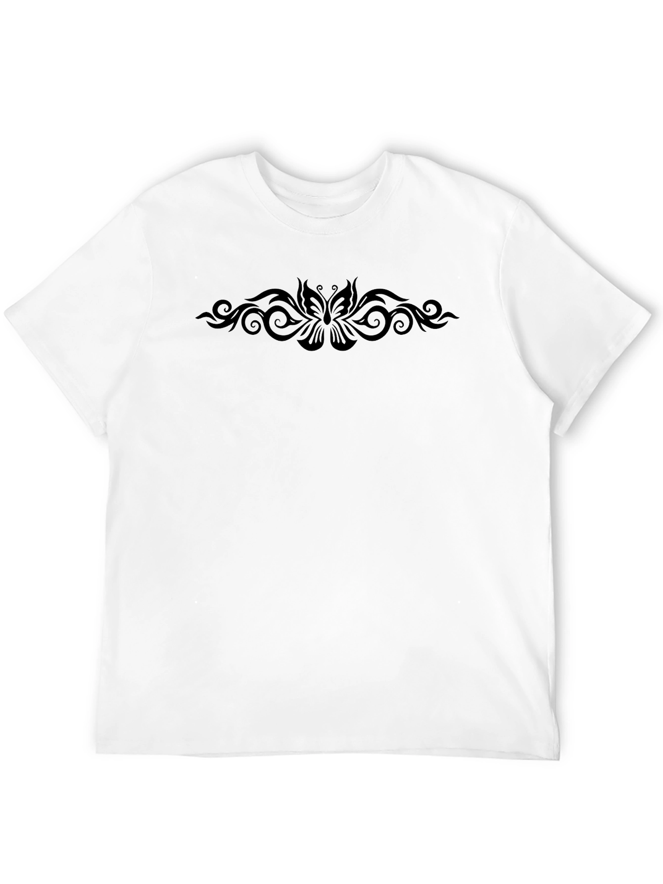 Mens Black T-shirt with Tribal Butterfly Design
