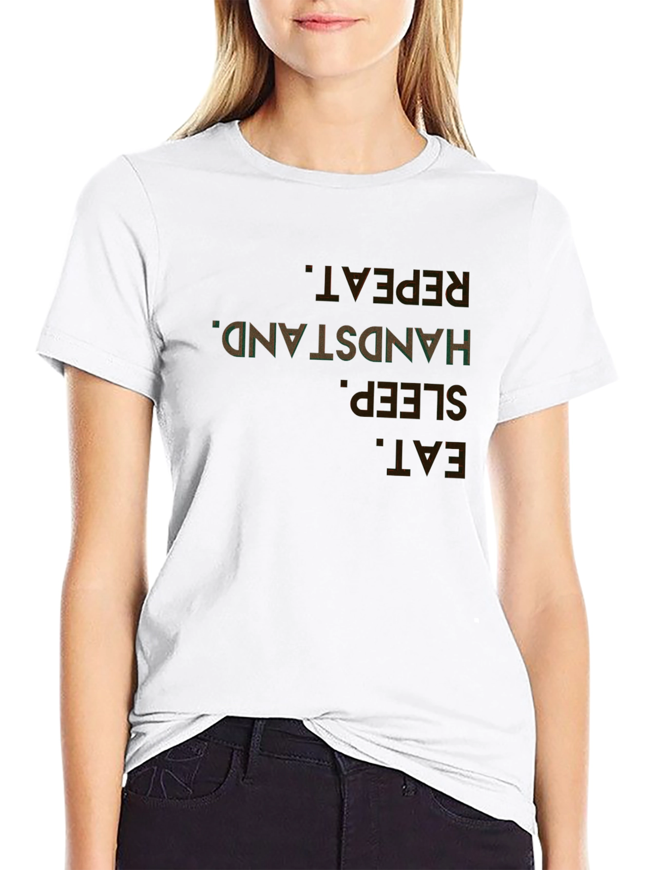 Eat Sleep Handstand Repeat Black T-Shirt