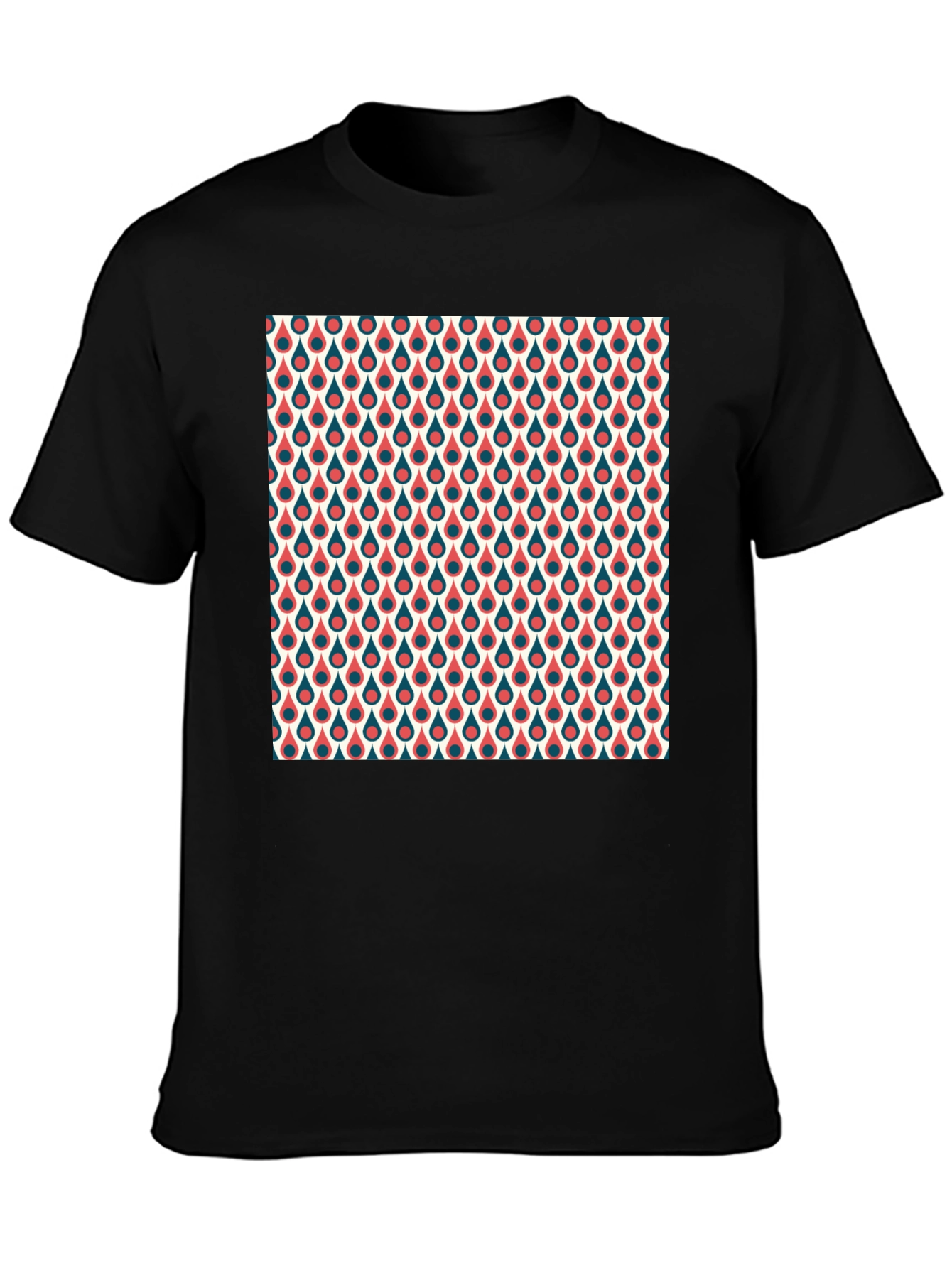 Retro Teardrop Pattern T-Shirt - Stylish Crew Neck Tee