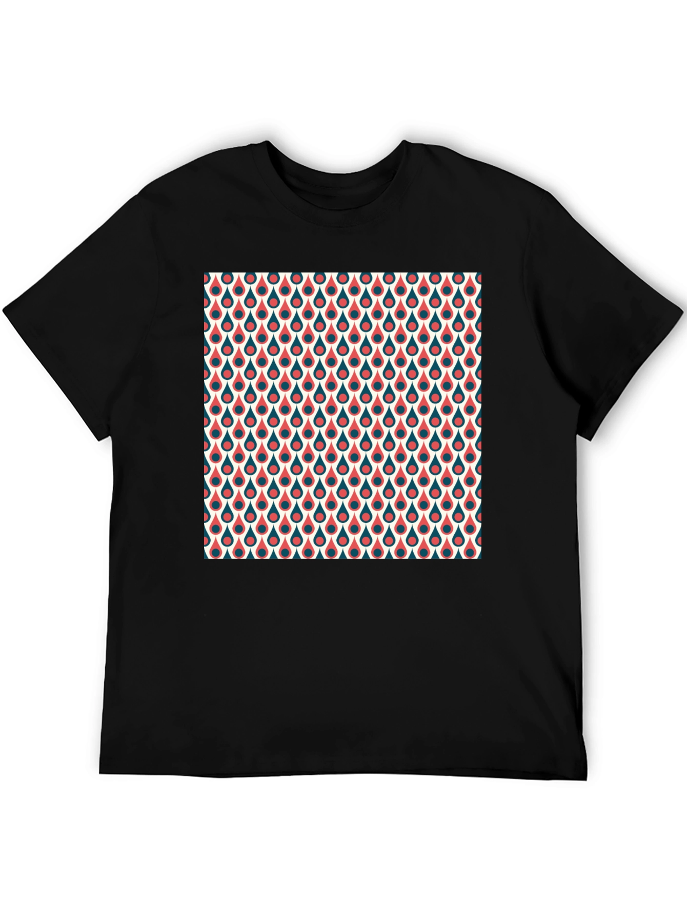 Retro Teardrop Pattern T-Shirt - Stylish Crew Neck Tee