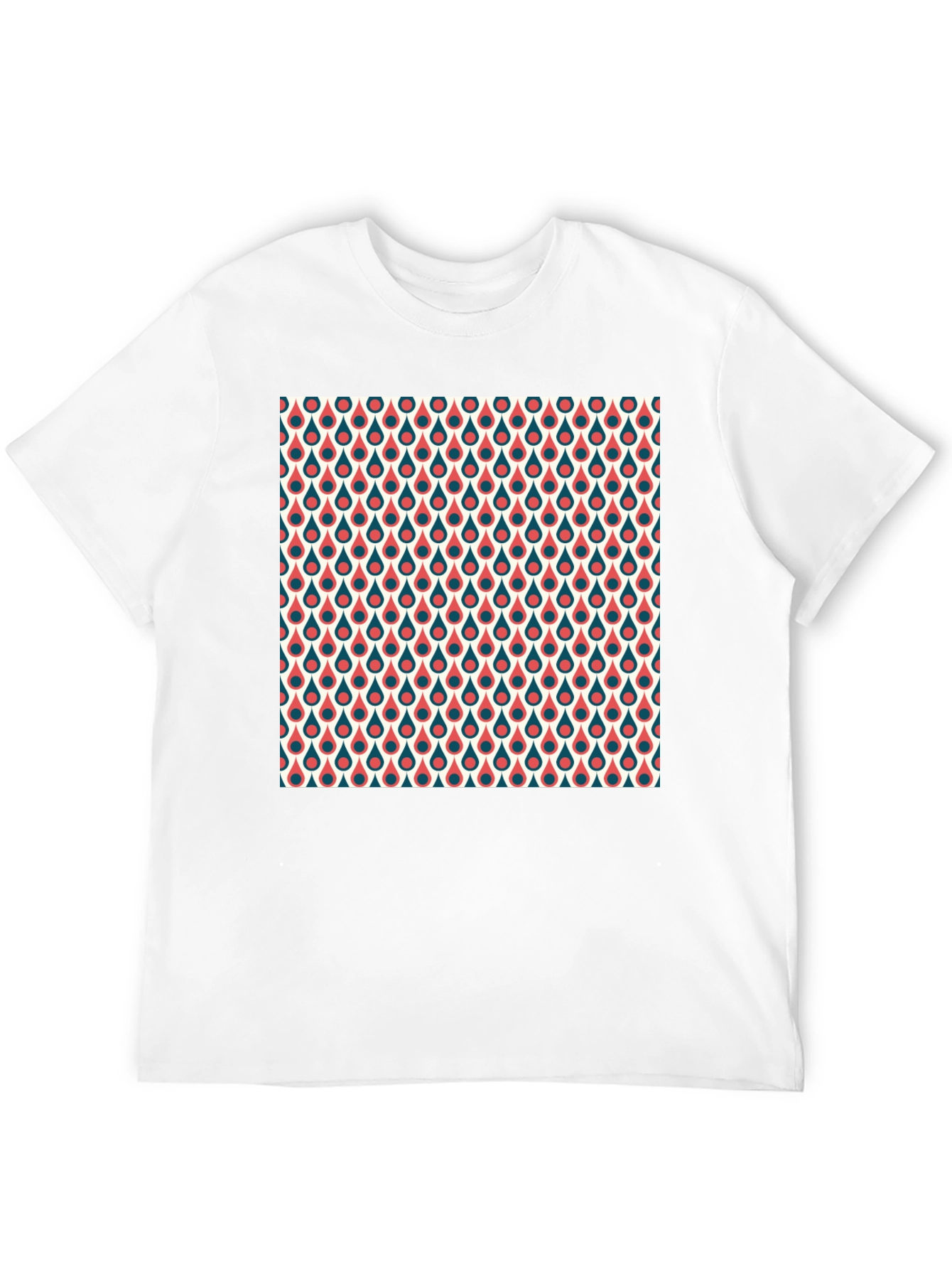 Retro Teardrop Pattern T-Shirt - Stylish Crew Neck Tee