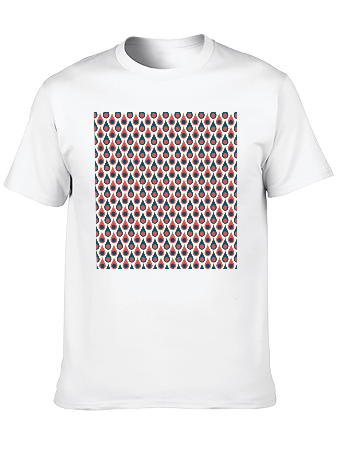 Retro Teardrop Pattern T-Shirt - Stylish Crew Neck Tee
