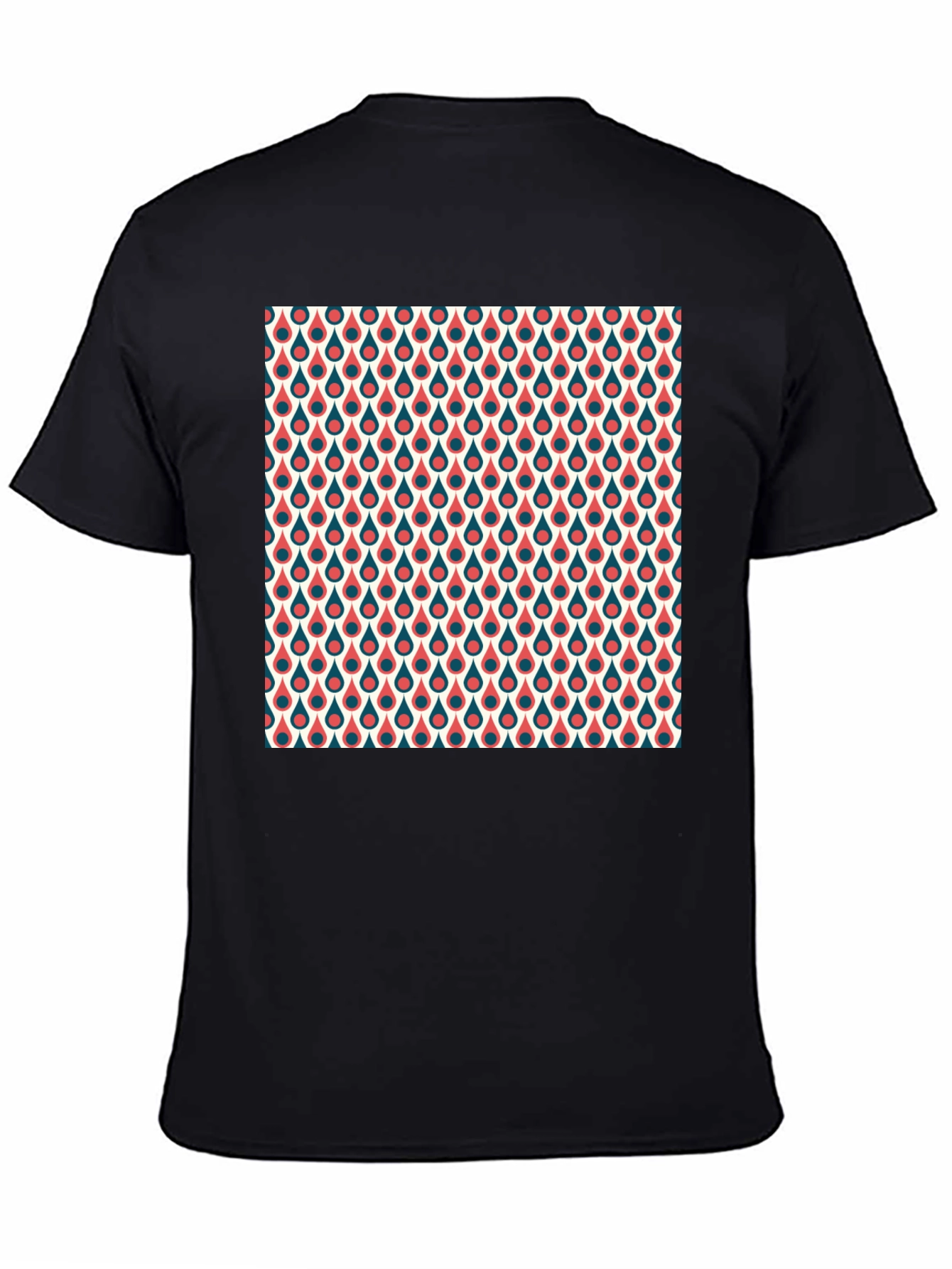 Retro Teardrop Pattern T-Shirt - Stylish Crew Neck Tee