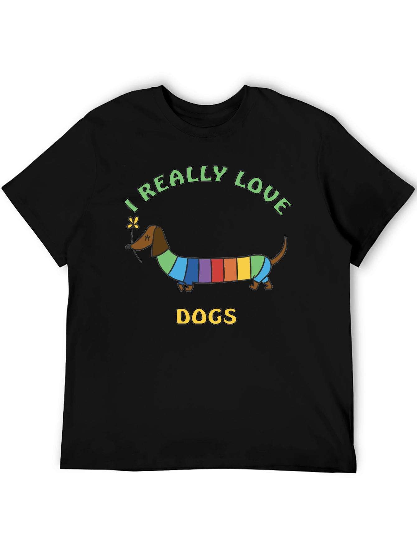 I Really Love Dogs T-Shirt Dachshund Rainbow