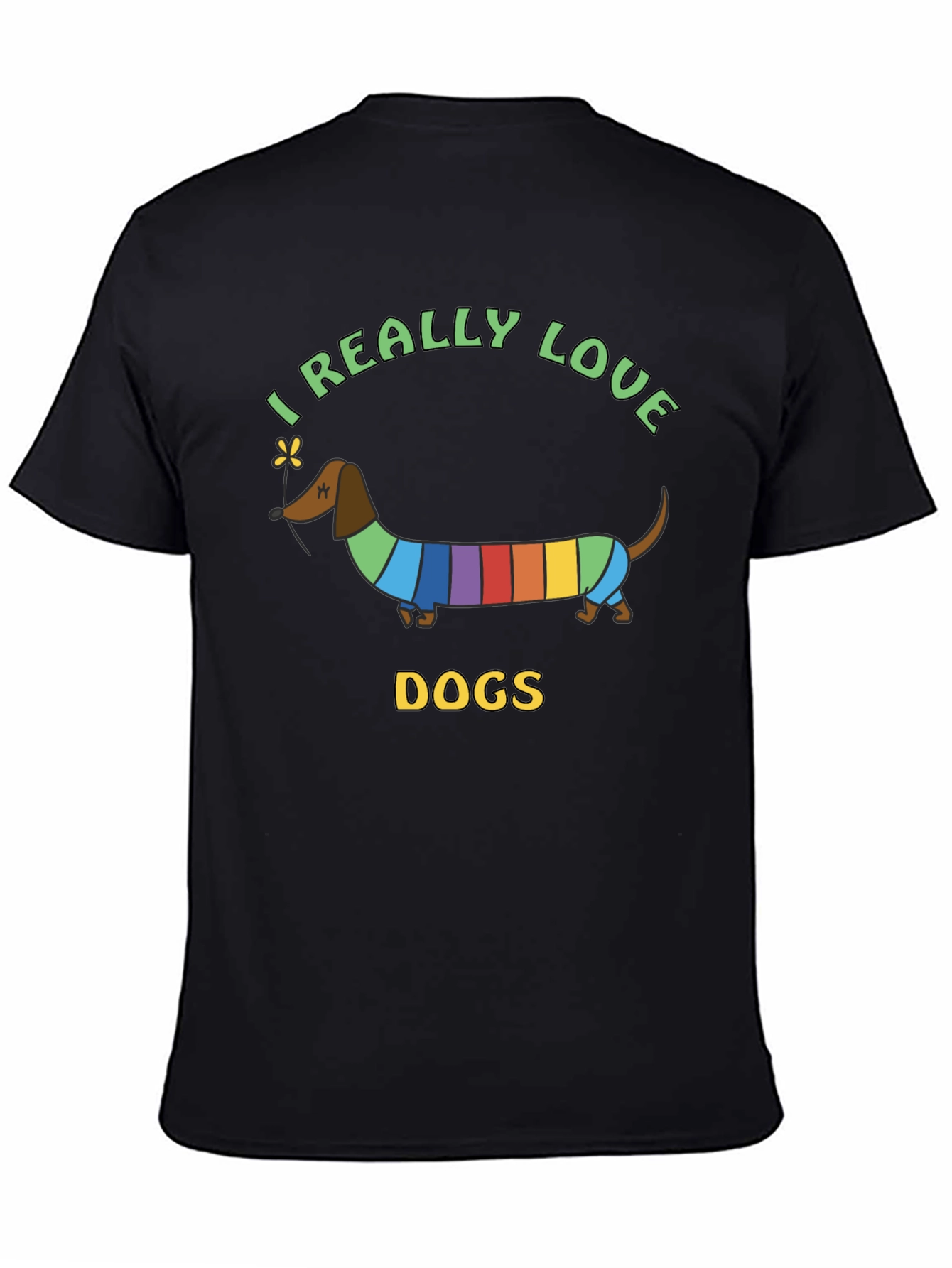 I Really Love Dogs T-Shirt Dachshund Rainbow