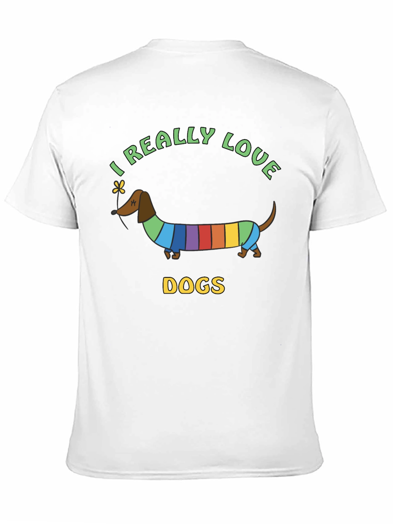 I Really Love Dogs T-Shirt Dachshund Rainbow