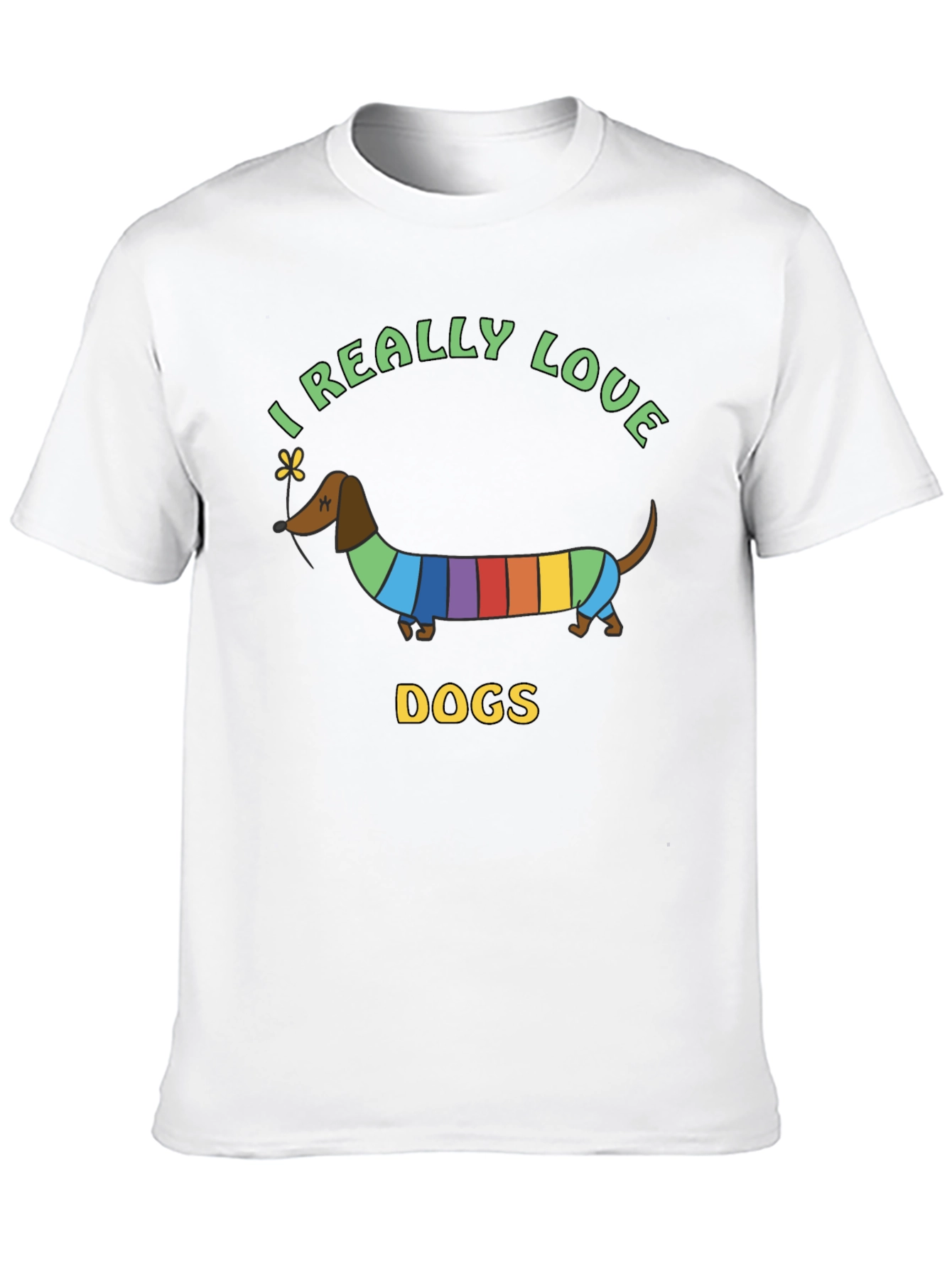 I Really Love Dogs T-Shirt Dachshund Rainbow