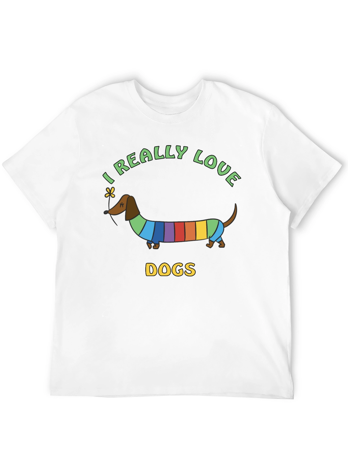 I Really Love Dogs T-Shirt Dachshund Rainbow