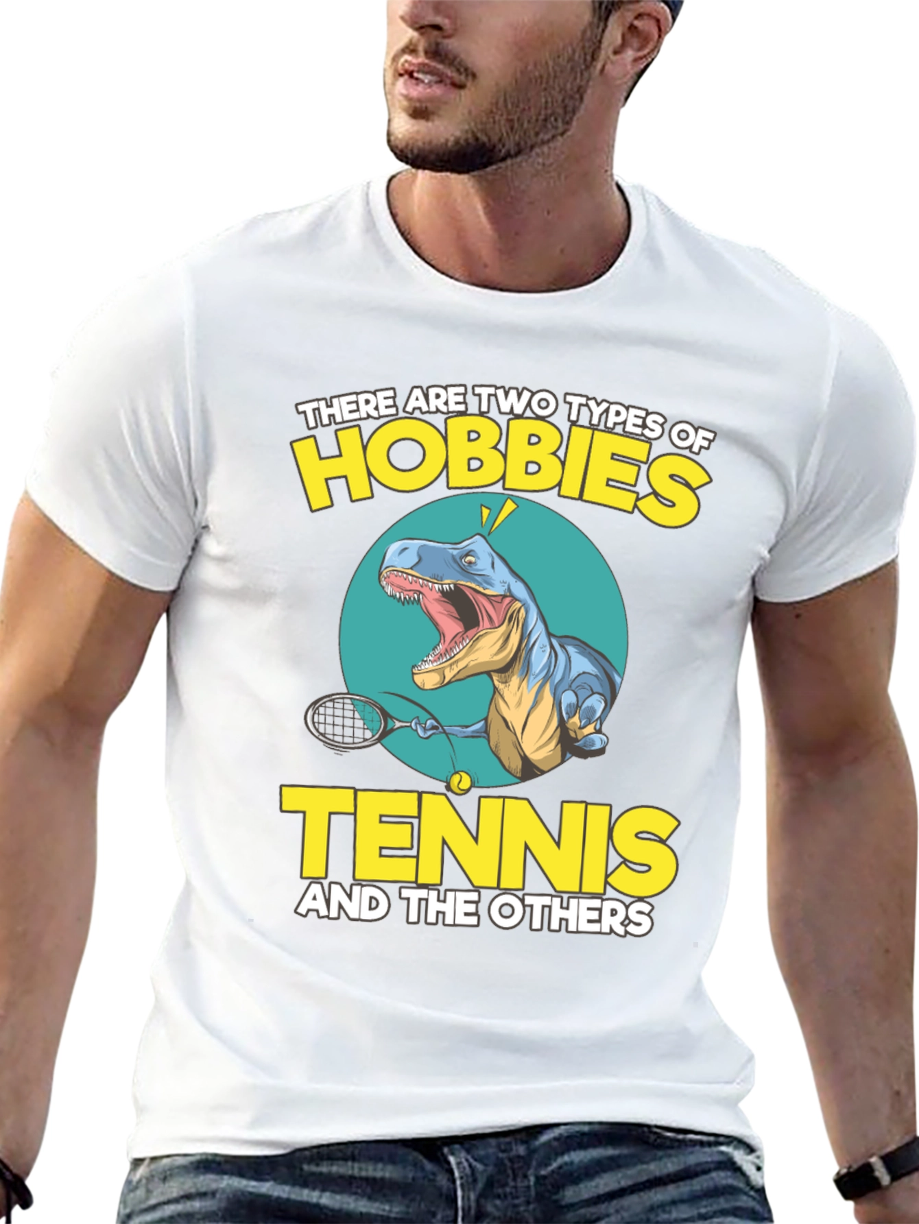 Tennis Dinosaur Graphic Tee - Funny Hobby Shirt