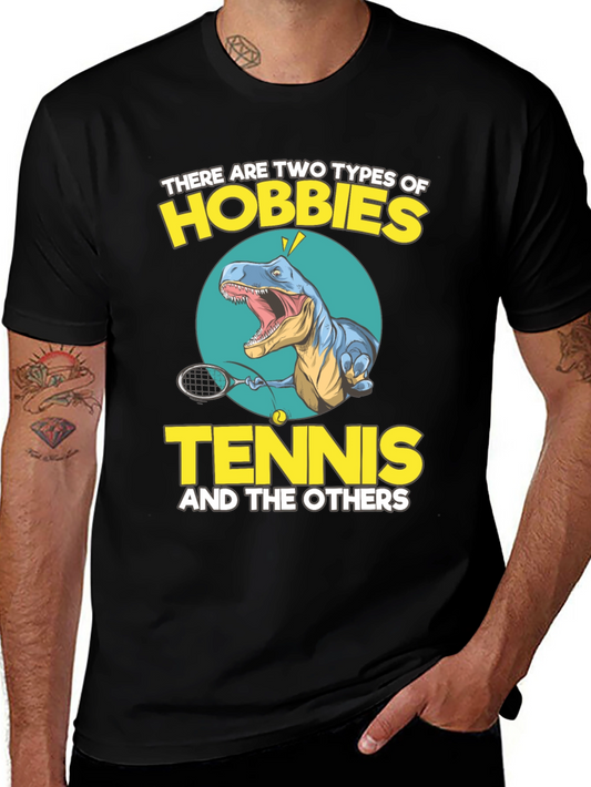 Tennis Dinosaur Graphic Tee - Funny Hobby Shirt