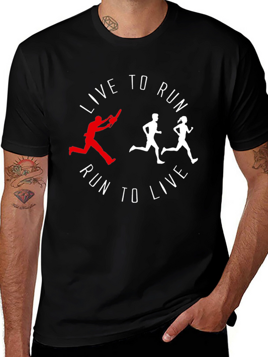 Live To Run Graphic Tee - Black Cotton Shirt