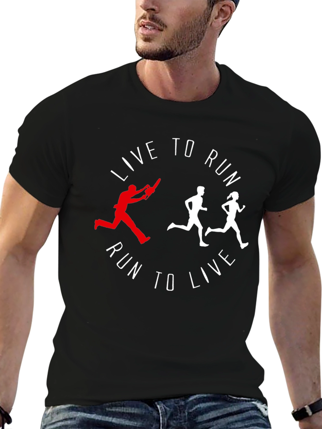 Live To Run Graphic Tee - Black Cotton Shirt