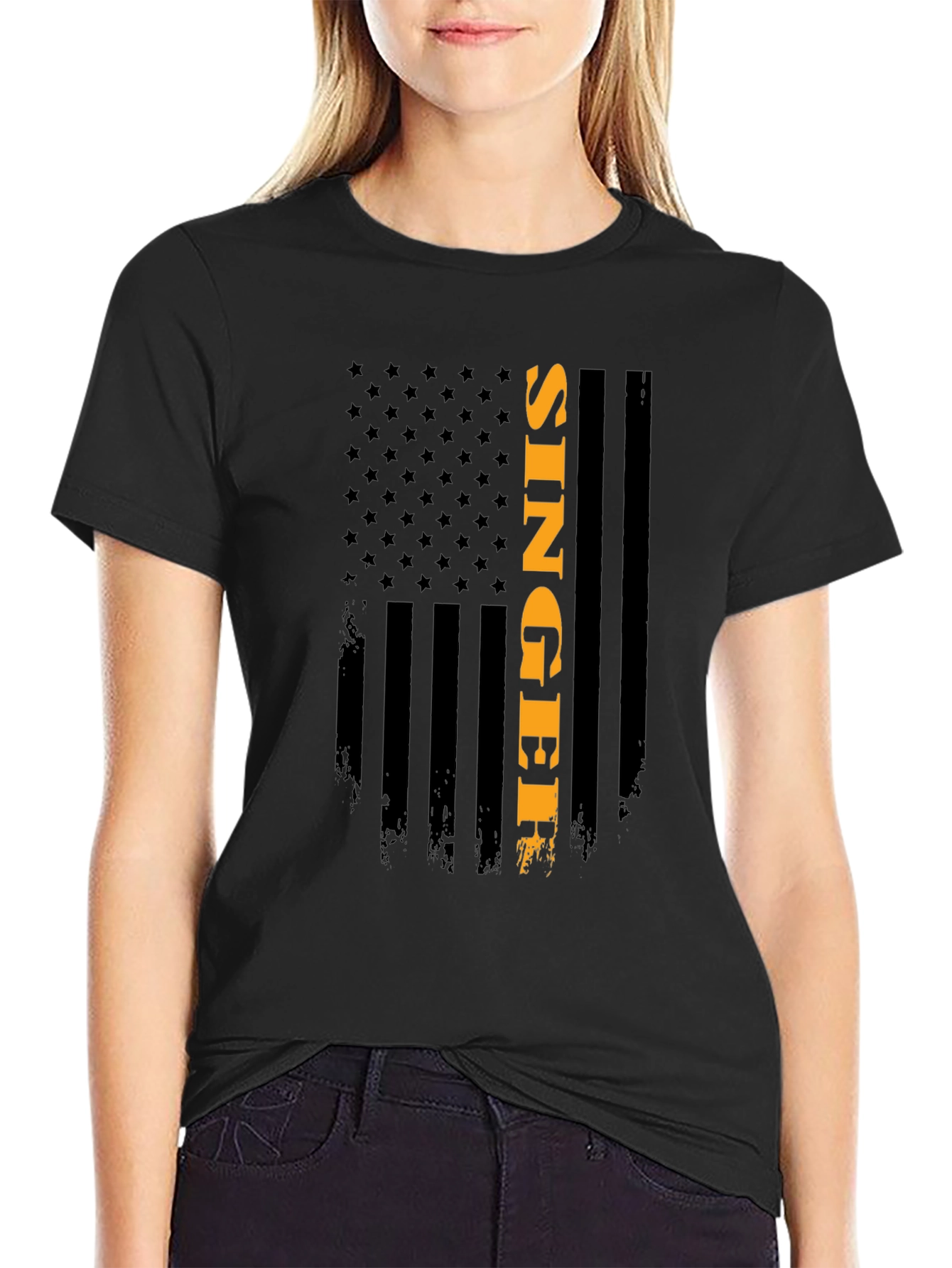 Singer American Flag Patriotic Graphic Tee