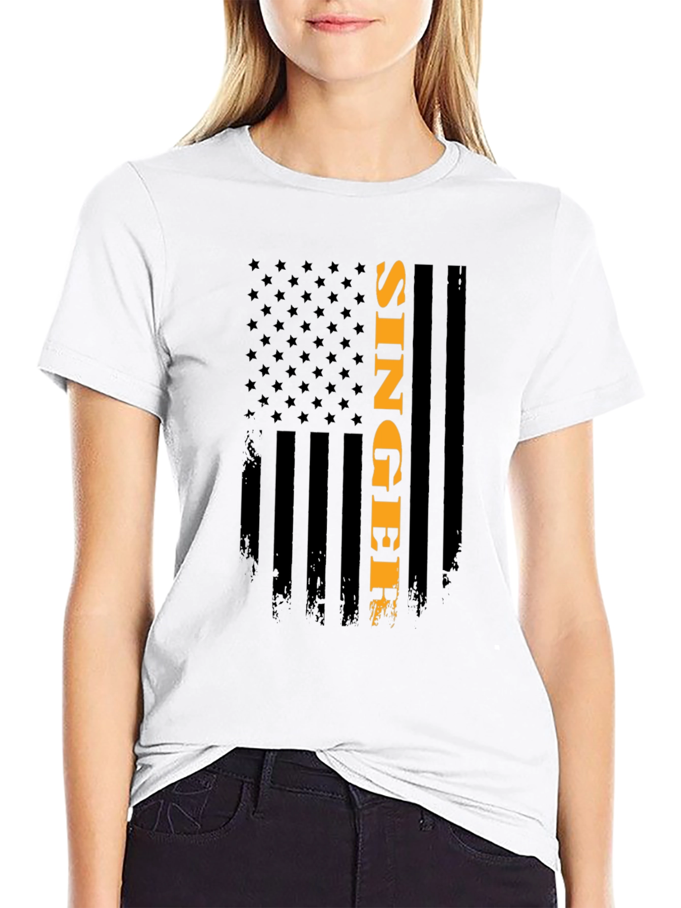 Singer American Flag Patriotic Graphic Tee