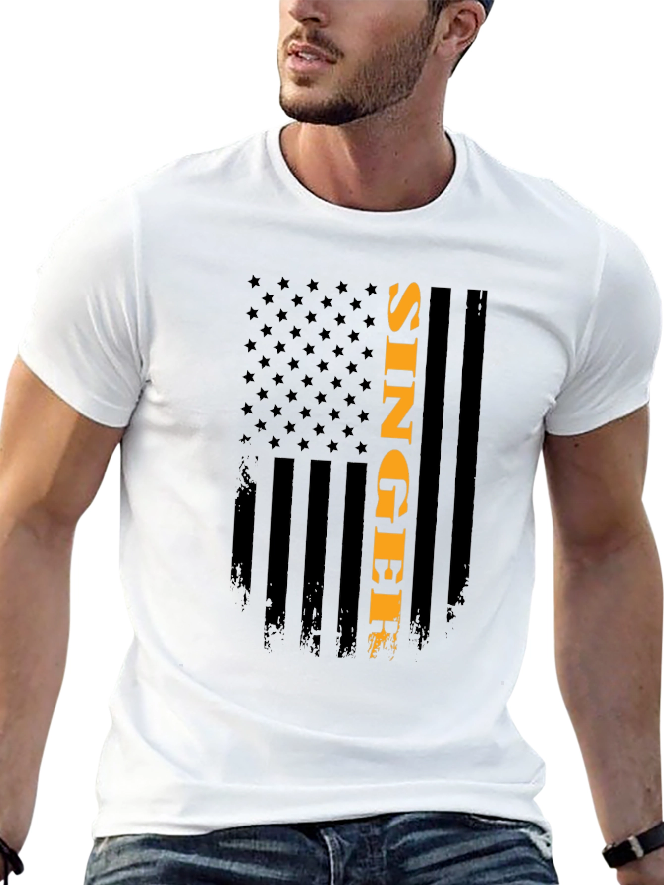 Singer American Flag Patriotic Graphic Tee