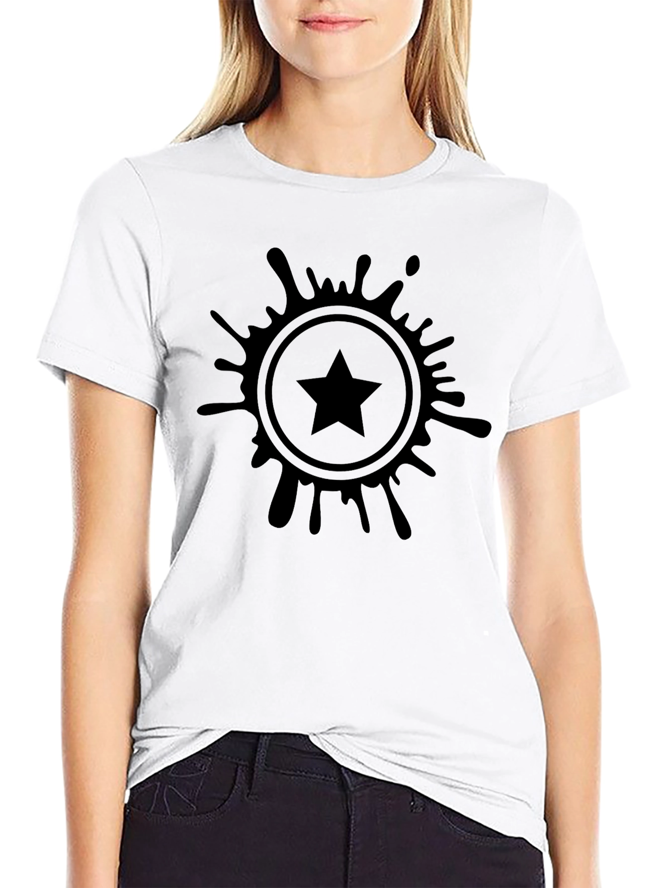 Stylish Black T-Shirt with Starburst Graphic