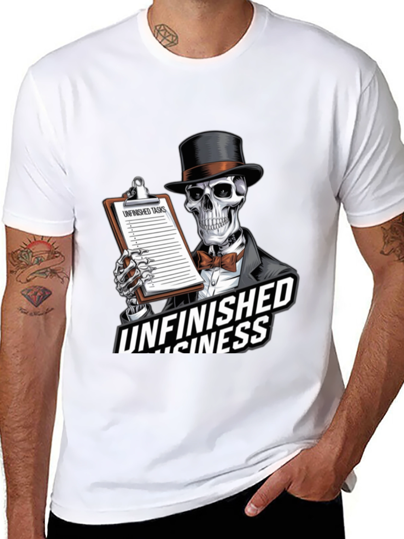 Unfinished Business Skeleton Graphic T-Shirt