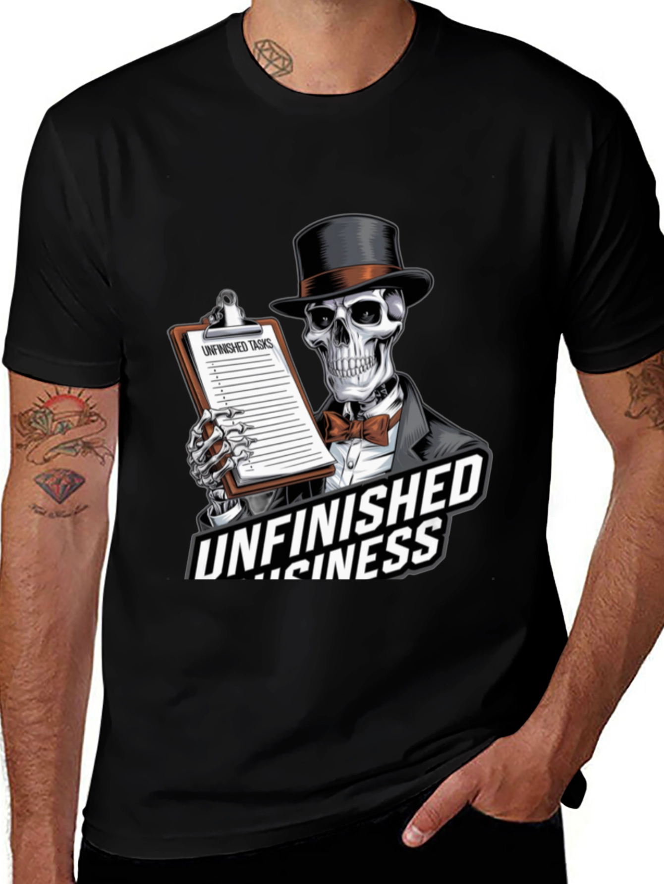 Unfinished Business Skeleton Graphic T-Shirt