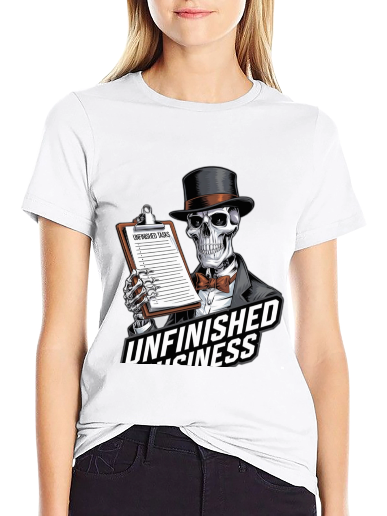 Unfinished Business Skeleton Graphic T-Shirt