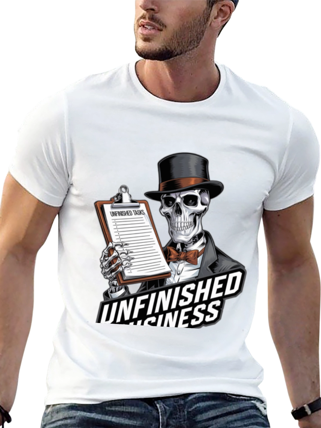 Unfinished Business Skeleton Graphic T-Shirt