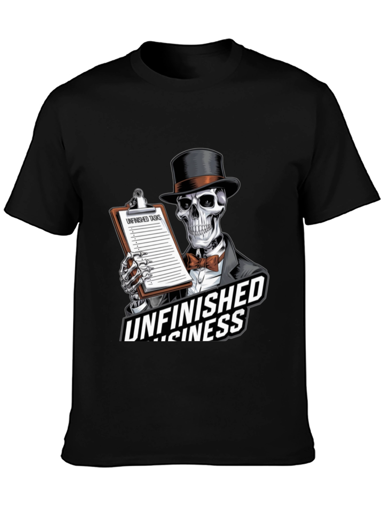 Unfinished Business Skeleton Graphic T-Shirt