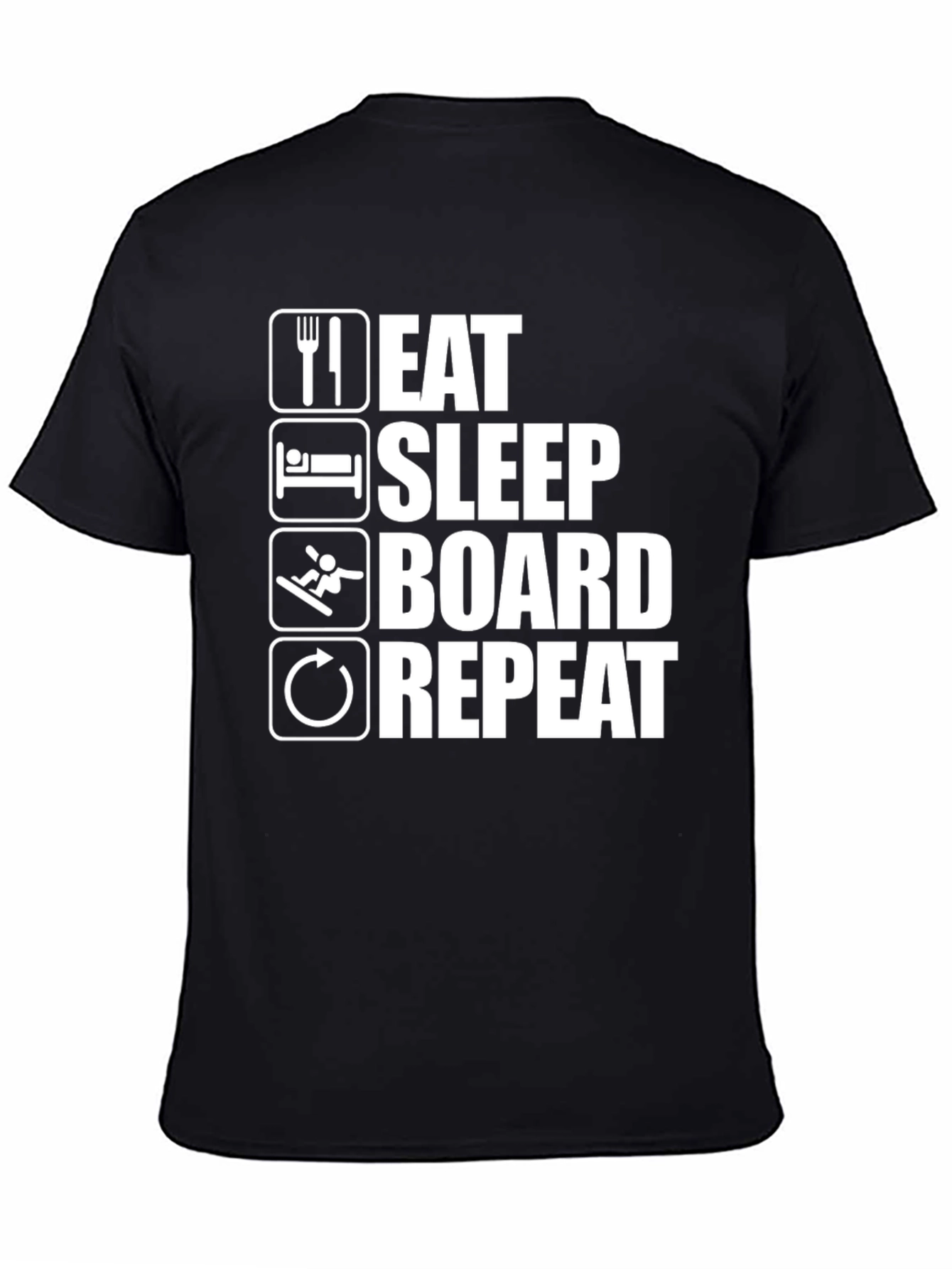Eat Sleep Board Repeat Black Graphic Tee