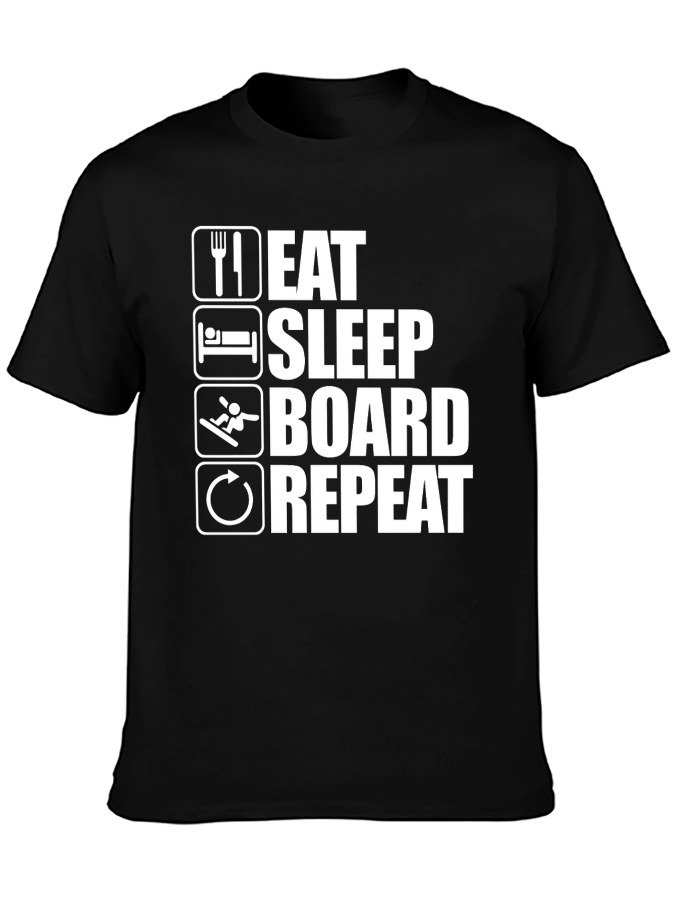 Eat Sleep Board Repeat Black Graphic Tee