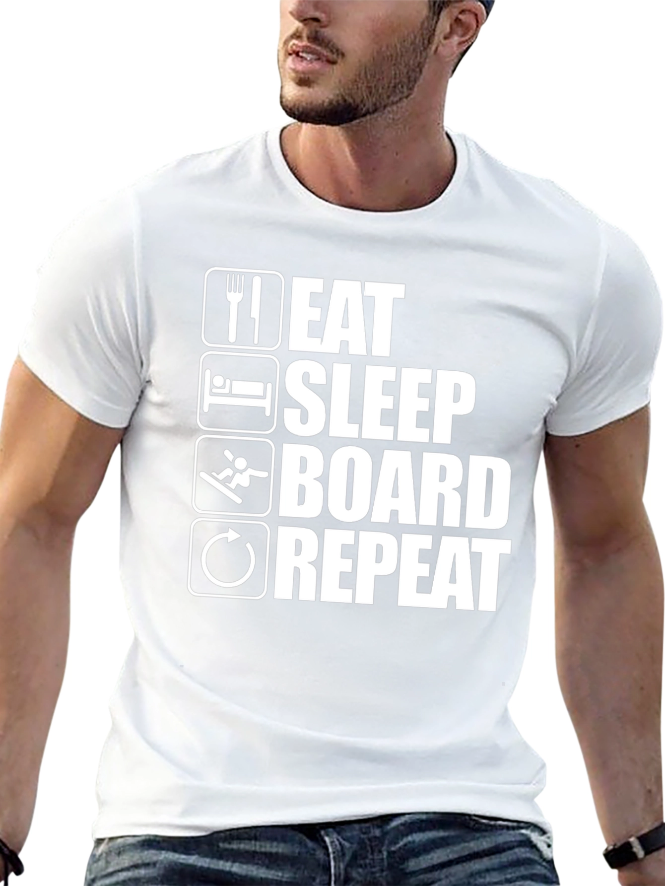 Eat Sleep Board Repeat Black Graphic Tee